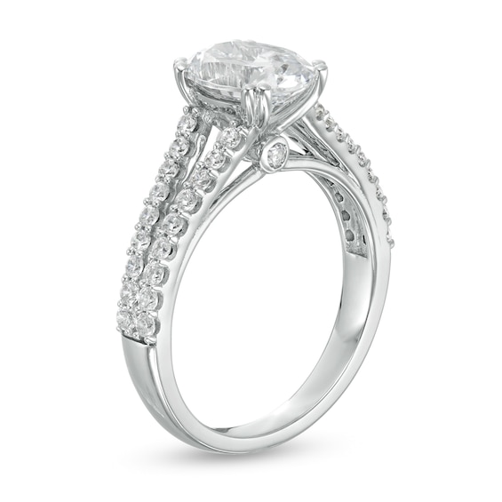 2-1/2 CT. T.w. Certified Oval Lab-Grown Diamond Split Shank Engagement Ring in 14K White Gold (F/Vs2)