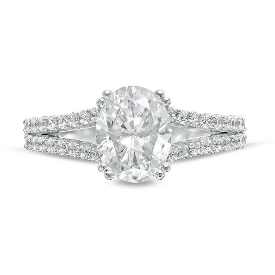 2-1/2 CT. T.w. Certified Oval Lab-Grown Diamond Split Shank Engagement Ring in 14K White Gold (F/Vs2)