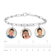 Thumbnail Image 2 of Photo Disc Charm and Paper Clip Link Chain Bracelet in Sterling Silver (3 Charms and Images) - 7.5"