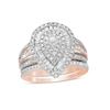 Thumbnail Image 1 of 1-1/4 CT. T.W. Pear-Shaped Diamond Layered Triple Frame Bridal Set in 10K Rose Gold
