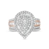 Thumbnail Image 4 of 1-1/4 CT. T.W. Pear-Shaped Diamond Layered Triple Frame Bridal Set in 10K Rose Gold