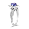 Enchanted Disney Ultimate Princess Tanzanite and 1/3 CT. T.W. Diamond Tilted Frame Engagement Ring in 14K White Gold