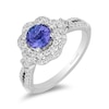 Enchanted Disney Ultimate Princess Tanzanite and 1/2 CT. T.W. Diamond Scalloped Frame Engagement Ring in 14K White Gold