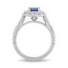 Enchanted Disney Ultimate Princess Tanzanite and 1/2 CT. T.W. Diamond Scalloped Frame Engagement Ring in 14K White Gold