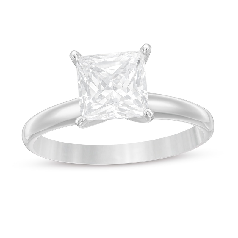 Main Image 1 of 1-1/2 CT. T.W. Certified Princess-Cut Diamond Solitaire Engagement Ring in 14K White Gold (I/I1)
