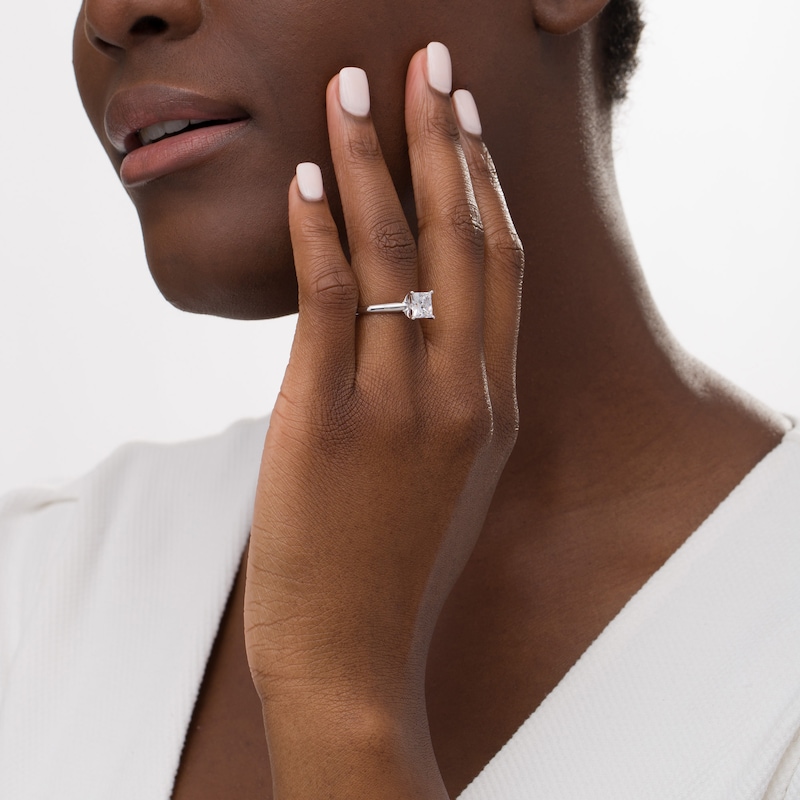 Main Image 2 of 1-1/2 CT. T.W. Certified Princess-Cut Diamond Solitaire Engagement Ring in 14K White Gold (I/I1)