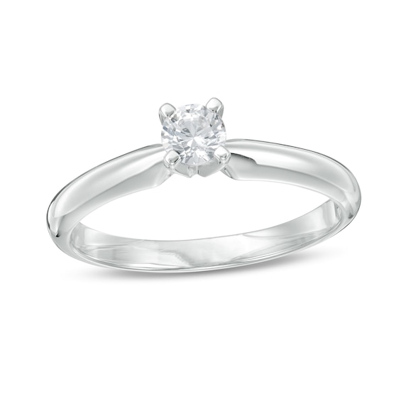 1/ CT. T.w. Diamond Solitaire Engagement Ring in 14K White Gold (I/I2