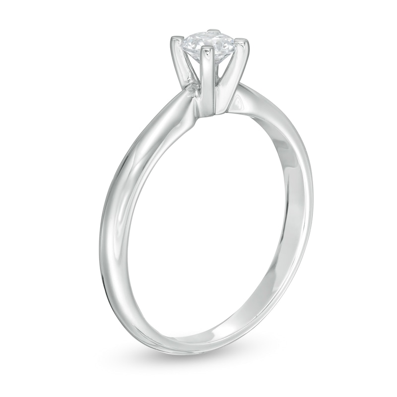 Main Image 3 of 1/3 CT. T.W. Diamond Solitaire Engagement Ring in 14K White Gold (I/I2)