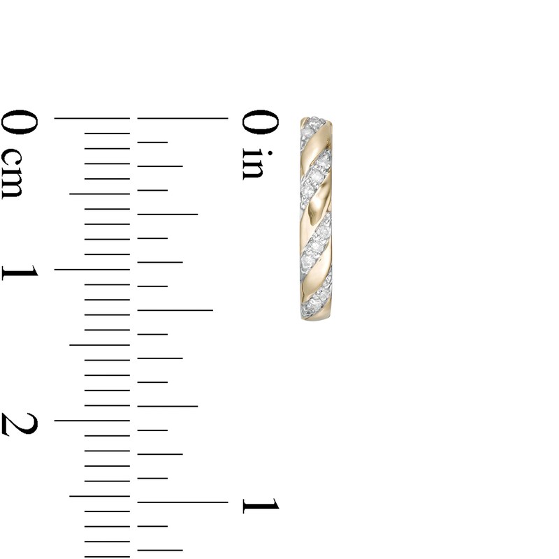 Main Image 3 of 1/10 CT. T.W. Diamond Striped Hoop Earrings in 10K Gold
