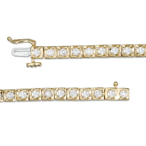 3 CT. T.w. Diamond Cushion Frame Tennis Bracelet in 10K Gold