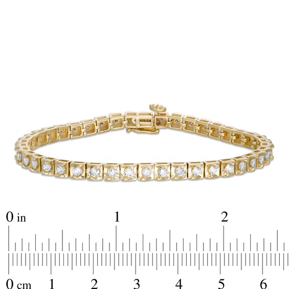 3 CT. T.w. Diamond Cushion Frame Tennis Bracelet in 10K Gold