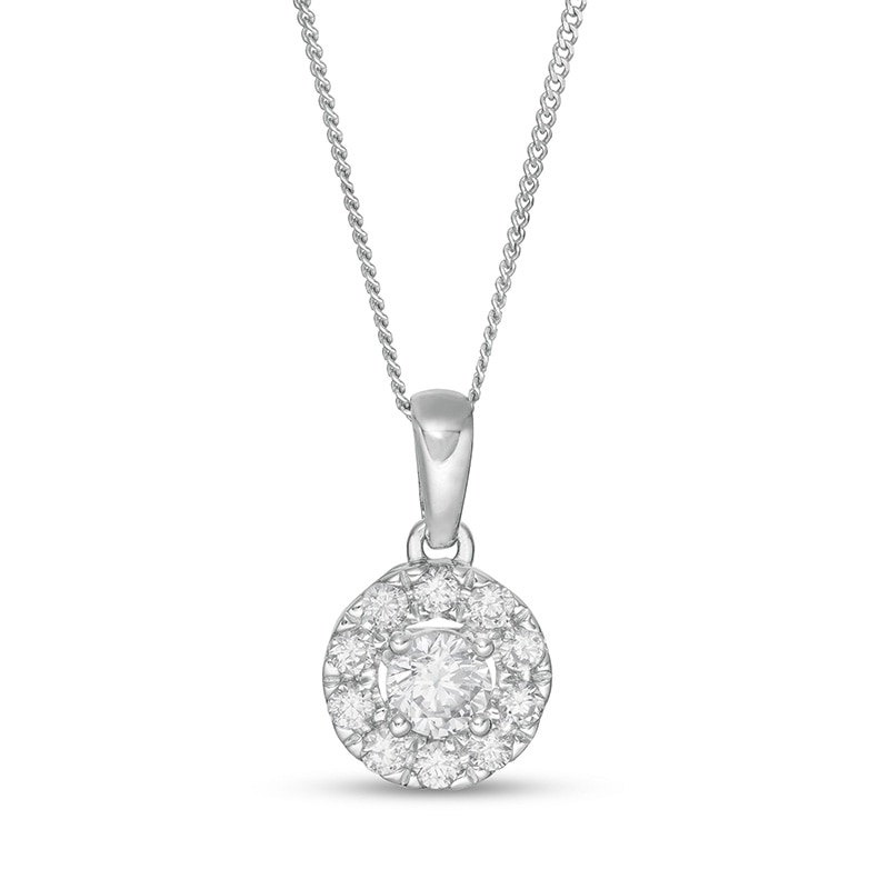 Main Image 1 of Zales Private Collection 1/2 CT. T.W. Certified Diamond Frame Pendant in 14K White Gold (F/I2)