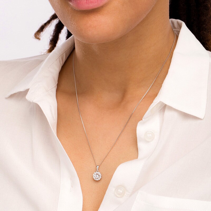 Main Image 2 of Zales Private Collection 1/2 CT. T.W. Certified Diamond Frame Pendant in 14K White Gold (F/I2)