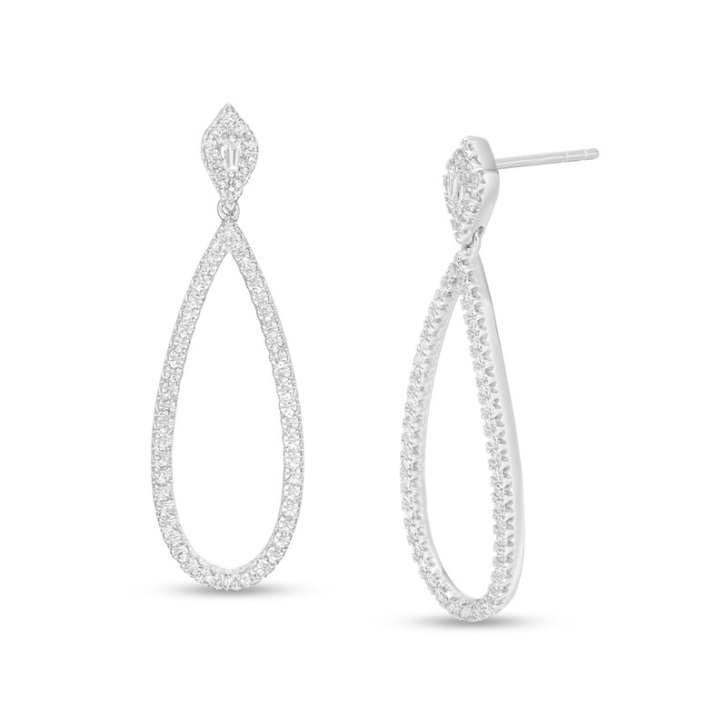Main Image 1 of Marilyn Monroe™ Collection 3/8 CT. T.W. Diamond Elongated Teardrop Earrings in 10K White Gold