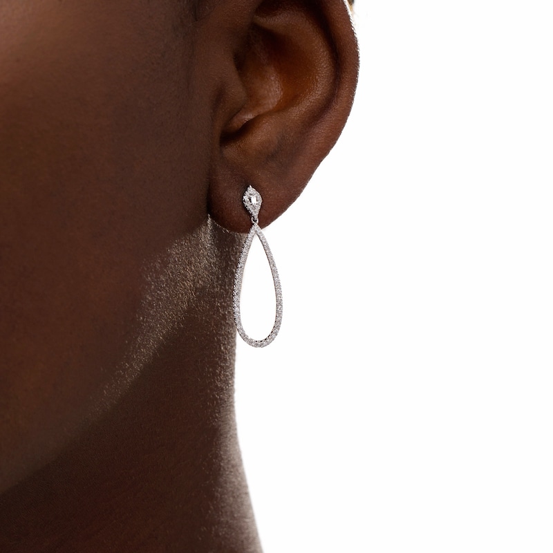 Main Image 3 of Marilyn Monroe™ Collection 3/8 CT. T.W. Diamond Elongated Teardrop Earrings in 10K White Gold