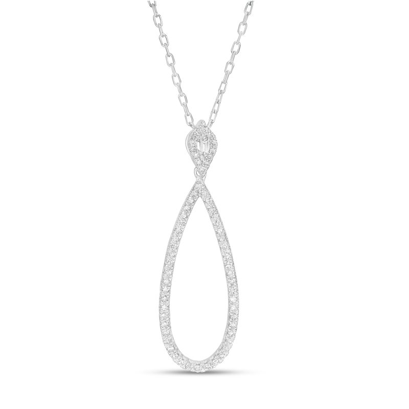 Main Image 1 of Marilyn Monroe™ Collection 1/5 CT. T.W. Diamond Elongated Teardrop Outline Pendant in 10K White Gold