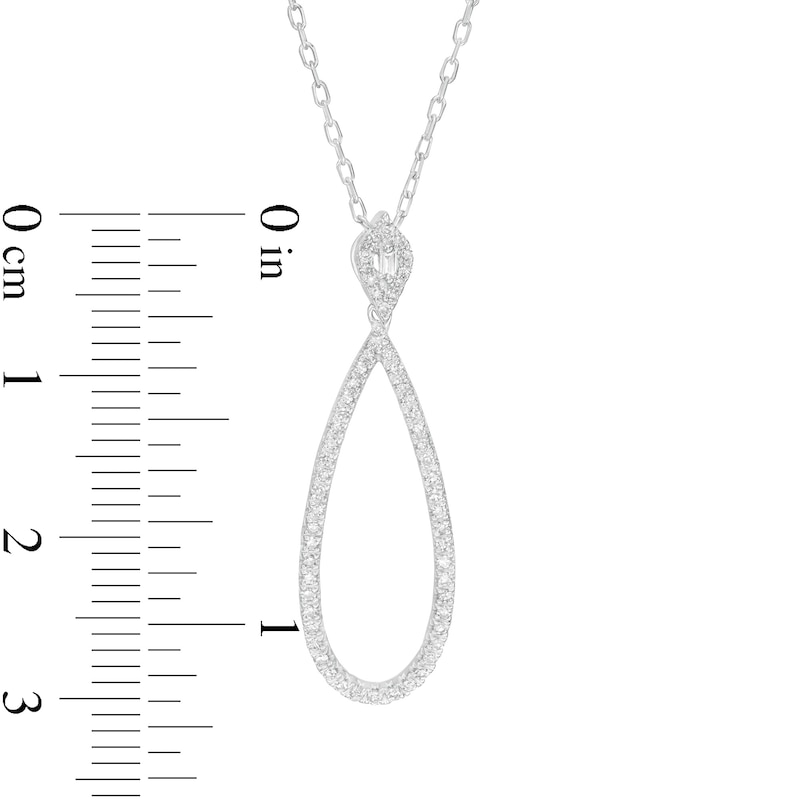 Main Image 2 of Marilyn Monroe™ Collection 1/5 CT. T.W. Diamond Elongated Teardrop Outline Pendant in 10K White Gold