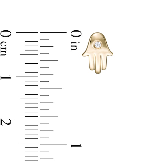 Diamond Accent Solitaire Hamsa Stud Earrings in 10K Gold (J/I3)