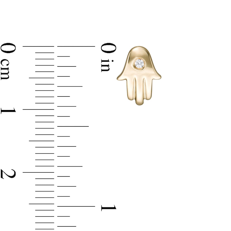 Main Image 3 of Diamond Accent Solitaire Hamsa Stud Earrings in 10K Gold (J/I3)