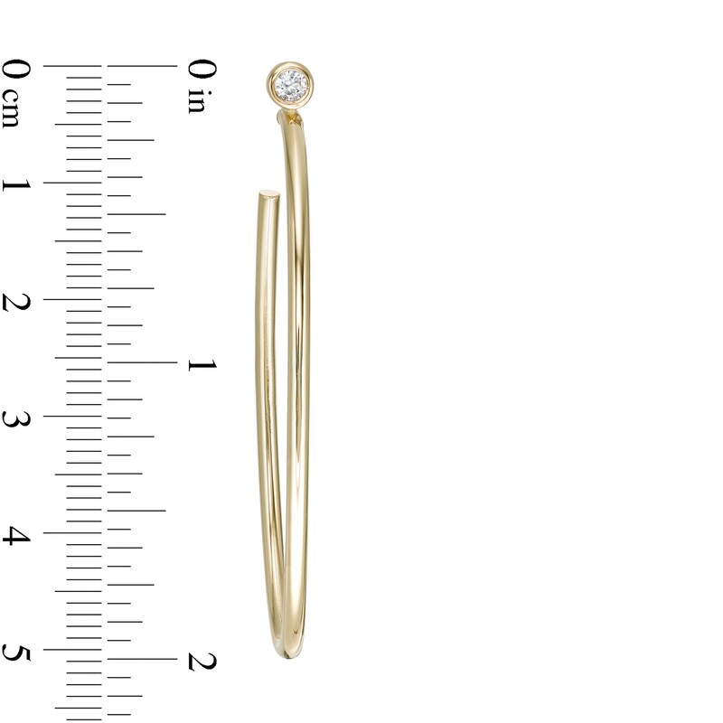 Main Image 3 of 1/5 CT. T.W. Diamond Solitaire Hoop Earrings in 10K Gold