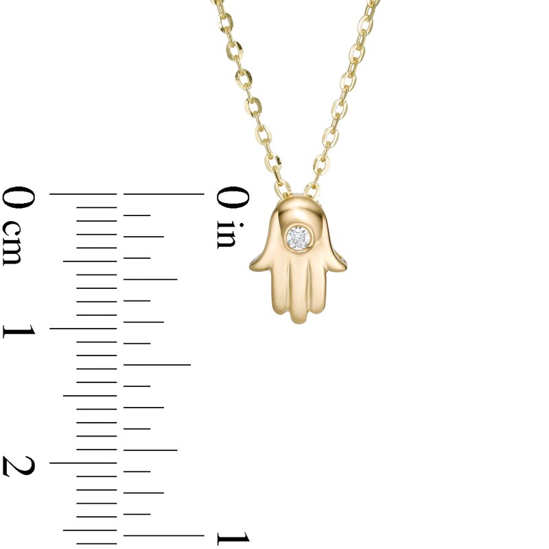 Main Image 3 of Diamond Accent Solitaire Hamsa Pendant in 10K Gold (J/I3)