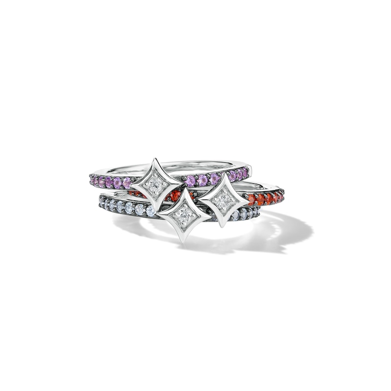 Enchanted Disney Ultimate Princess Celebration Ariel Amethyst and Diamond Accent Star Stackable Ring in Sterling Silver