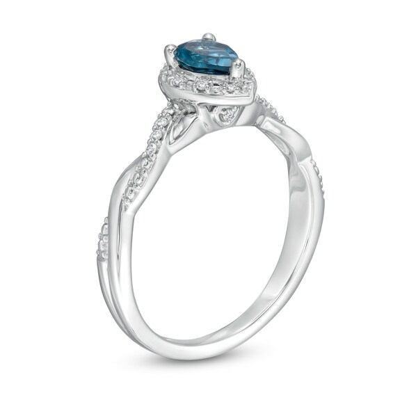 Cherished Promise Collectionâ¢ Enhanced Pear-Shaped Topaz and 1/15 CT. T.w. Diamond Frame Promise Ring in 10K White Gold