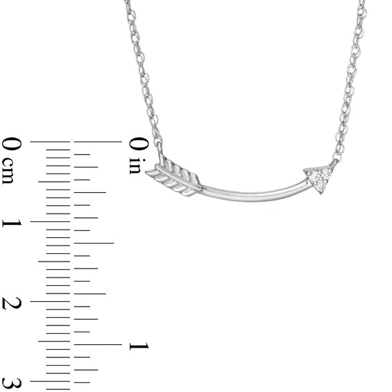 Diamond Accent Curved Arrow Necklace in 10K White Gold