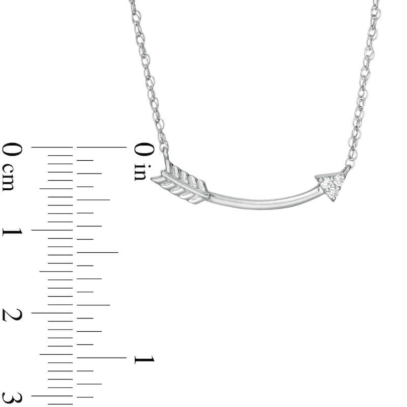 Diamond Accent Curved Arrow Necklace in 10K White Gold