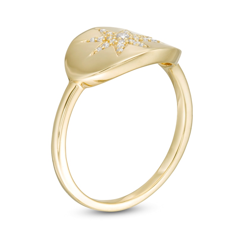 Main Image 3 of 1/10 CT. T.W. Diamond Star Signet Ring in 10K Gold