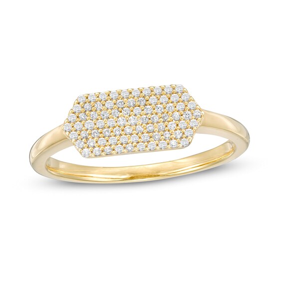 1/5 CT. T.w. Composite Diamond Elongated Hexagon Signet Ring in 10K Gold