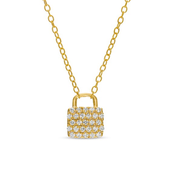 1/5 CT. T.w. Diamond Lock Necklace in 10K Gold