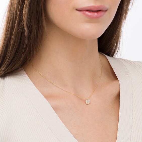 1/5 CT. T.w. Diamond Lock Necklace in 10K Gold
