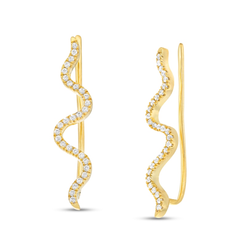 1/6 CT. T.W. Diamond Snake Crawler Earrings in 10K Gold