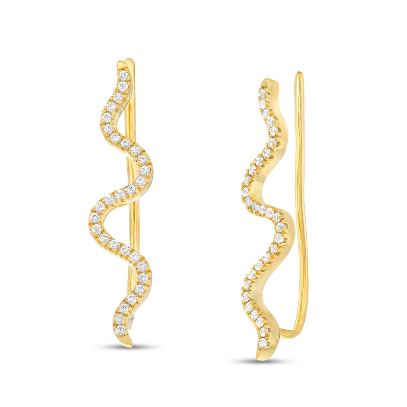Main Image 1 of 1/6 CT. T.W. Diamond Snake Crawler Earrings in 10K Gold