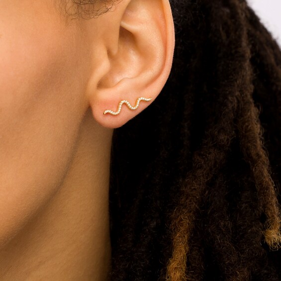 1/6 CT. T.w. Diamond Snake Crawler Earrings in 10K Gold