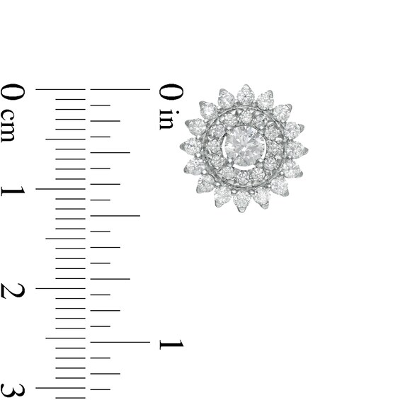 Zales Private Collection 1-1/2 CT. T.w. Certified Diamond Frame Sunburst Stud Earrings in 14K White Gold (F/I2)
