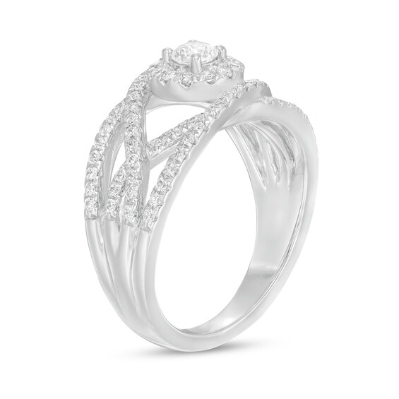 Zales Private Collection 3/4 CT. T.w. Certified Diamond Frame Crossover Ring in 14K White Gold (F/I2)
