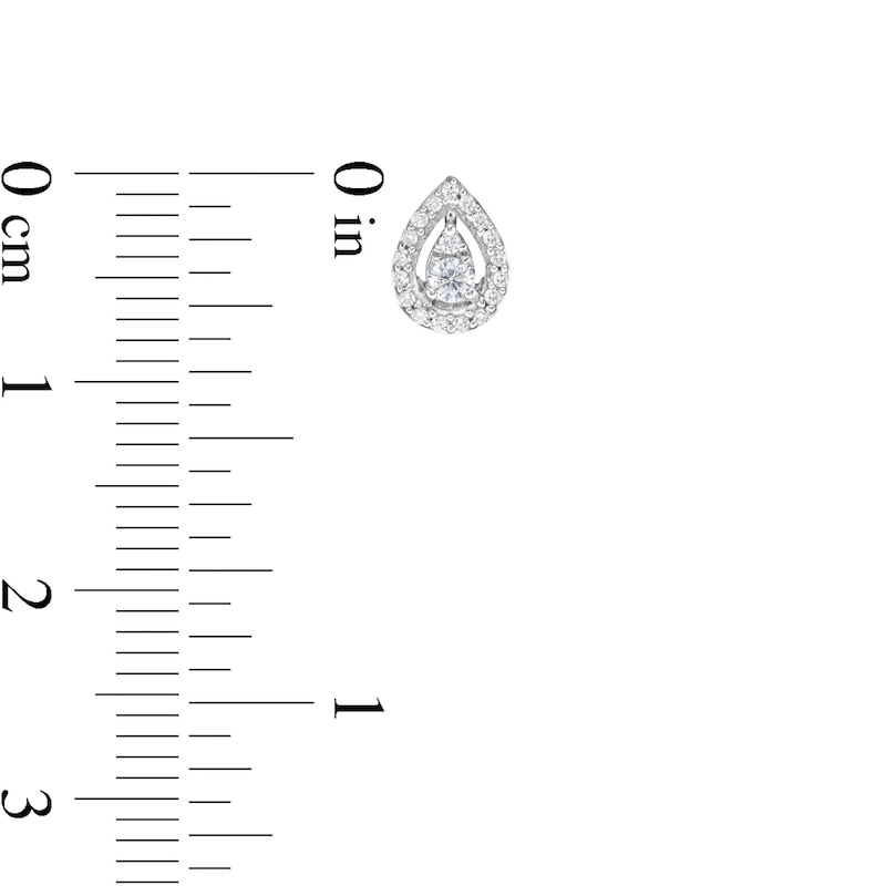 Main Image 3 of 1/6 CT. T.W. Pear-Shaped Multi-Diamond Open Frame Stud Earrings in 10K White Gold