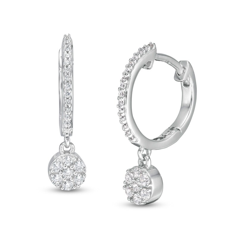 Main Image 1 of 1/4 CT. T.W. Composite Diamond Drop Earrings in 10K White Gold