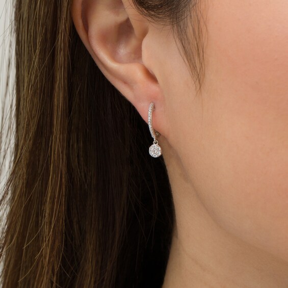 1/4 CT. T.w. Composite Diamond Drop Earrings in 10K White Gold