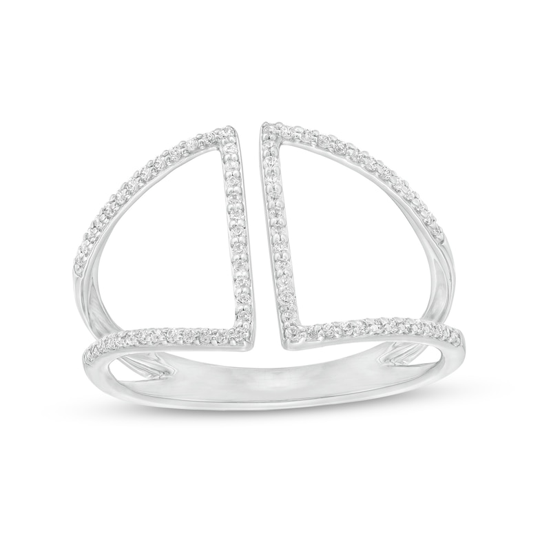 Main Image 1 of 1/5 CT. T.W. Diamond Double Bar Open Split Shank Ring in 10K White Gold