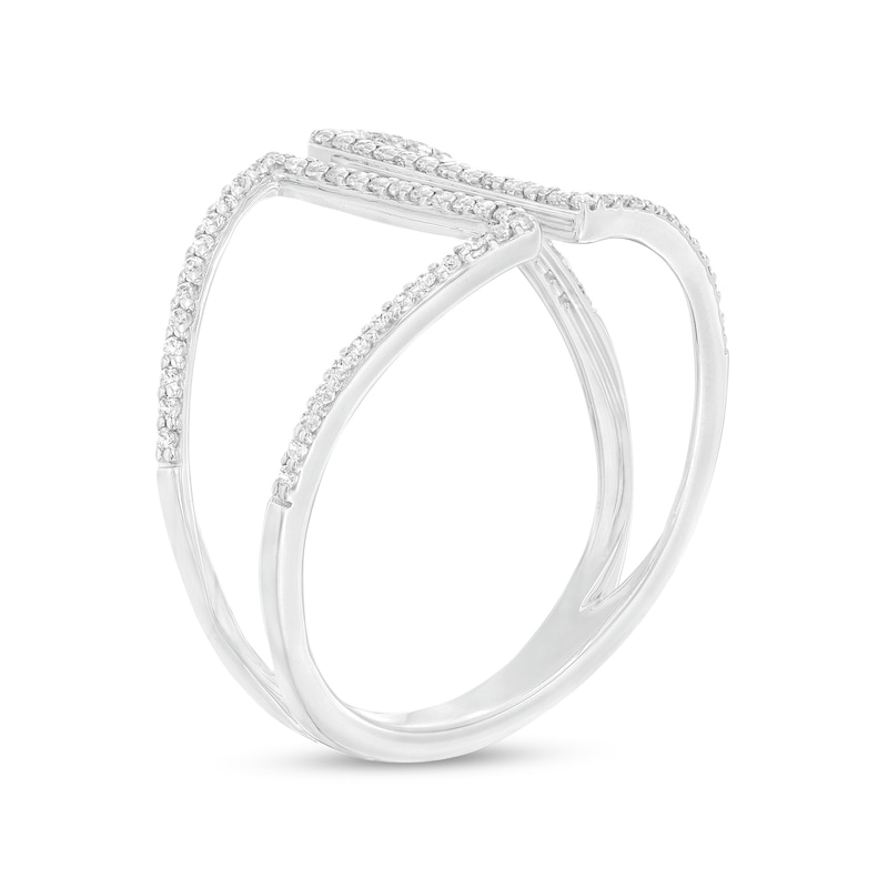 Main Image 3 of 1/5 CT. T.W. Diamond Double Bar Open Split Shank Ring in 10K White Gold