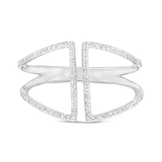 1/5 CT. T.w. Diamond Double Bar Open Split Shank Ring in 10K White Gold