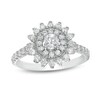 Thumbnail Image 1 of Zales Private Collection 1 CT. T.W. Certified Diamond Double Frame Sunburst Ring in 14K White Gold (F/I2)