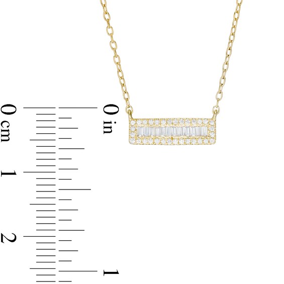 1/6 CT. T.w. Baguette and Round Diamond Bar Necklace in 10K Gold