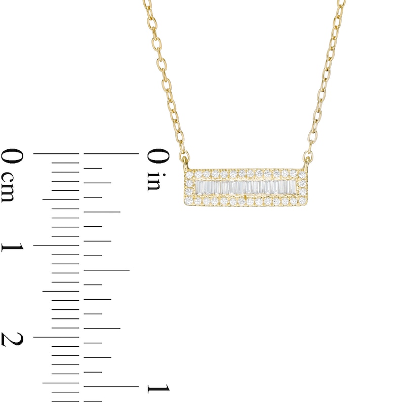Main Image 3 of 1/6 CT. T.W. Baguette and Round Diamond Bar Necklace in 10K Gold