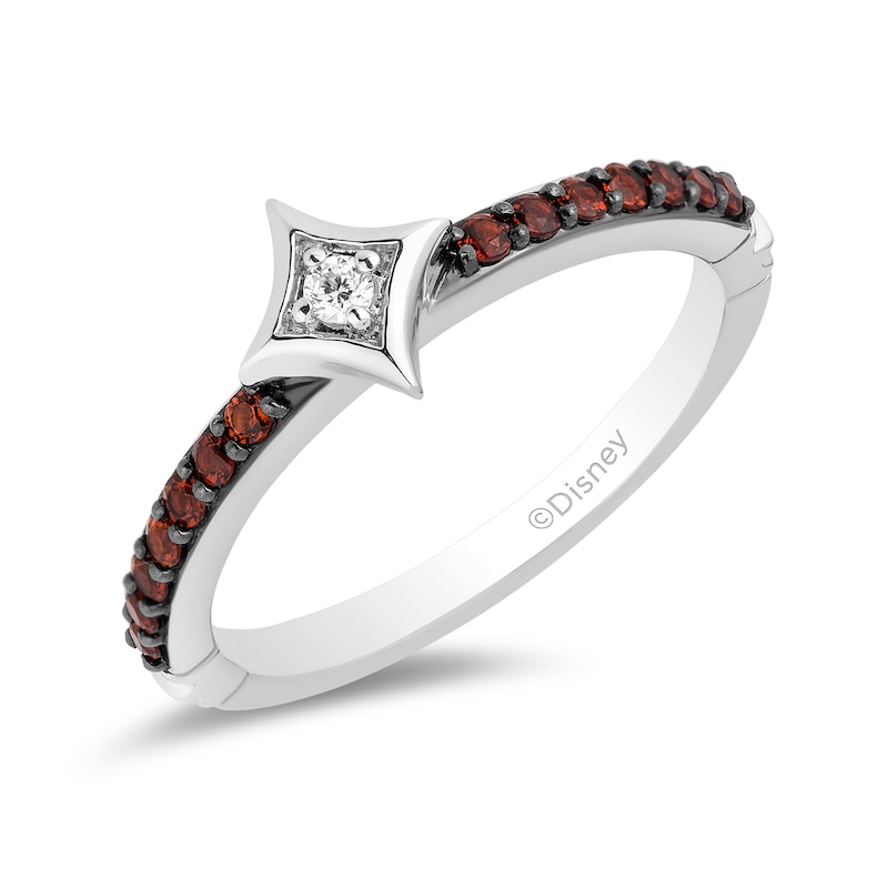 Enchanted Disney Ultimate Princess Celebration Snow White Garnet and Diamond Accent Star Ring in Sterling Silver