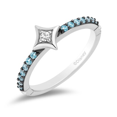 Size 7 West Coast Jewelry Sterling Silver Blue Topaz and Diamond Ring Size 7 West Coast Jewelry Sterling Silver Blue Topaz and Diamond Ring