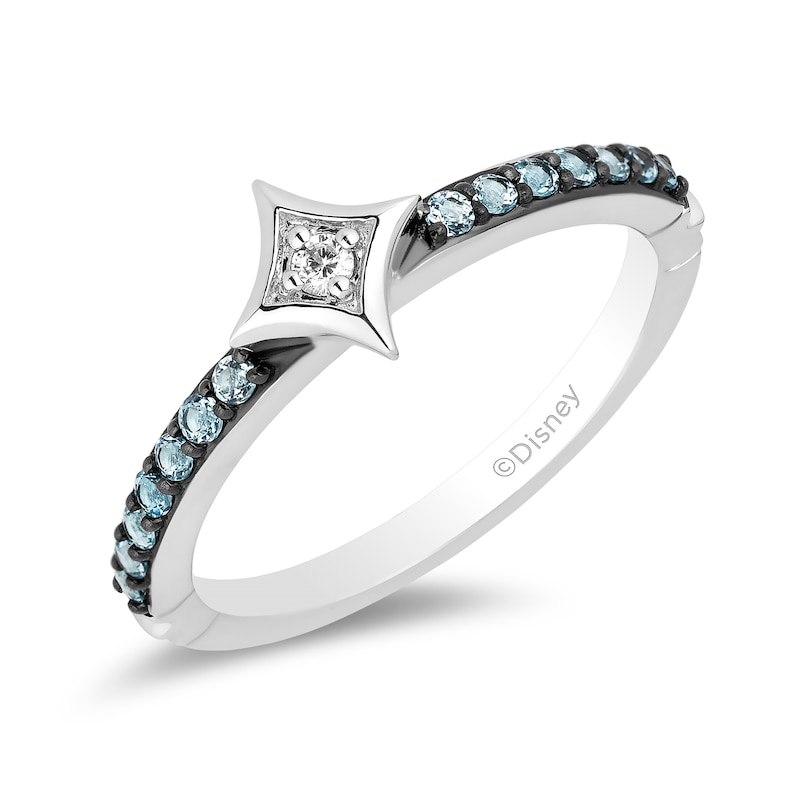 Enchanted Disney Ultimate Princess Celebration Jasmine Swiss Blue Topaz and Diamond Accent Star Ring in Sterling Silver